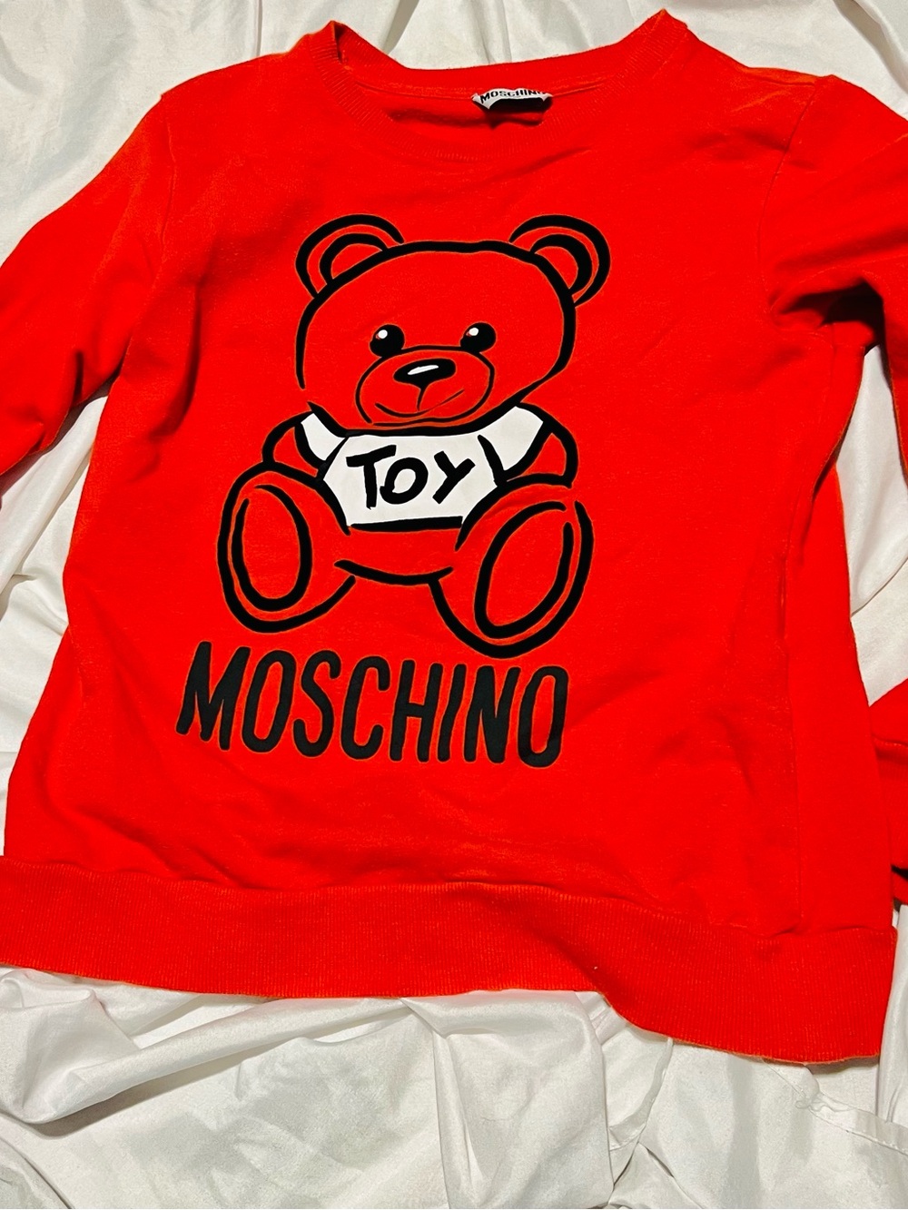 Moschino Kids Red Sweatshirt with Black Toy Bear Graphic 10